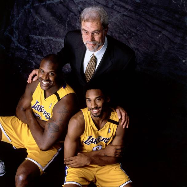 2000: Phil Jackson con Shaquille O&#39;Neal e Kobe Bryant